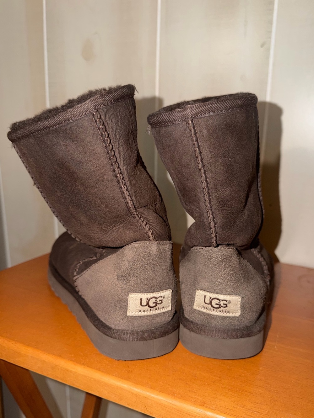UGG Classic Short Suede Ankle Boots in Dark Brown